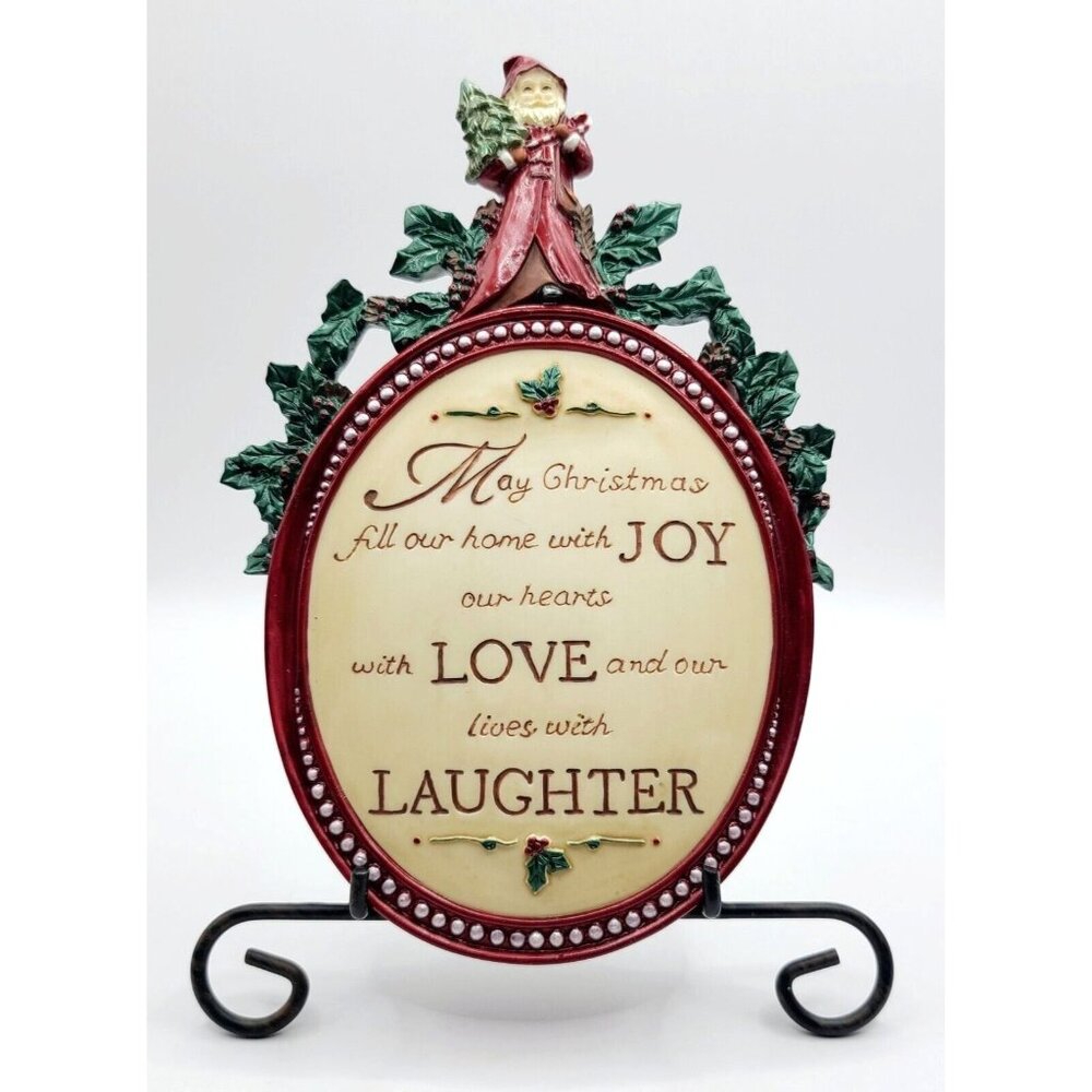 Christmas Decorative Hanging Plaque With Stand Joy Love Laughter Holiday Gift